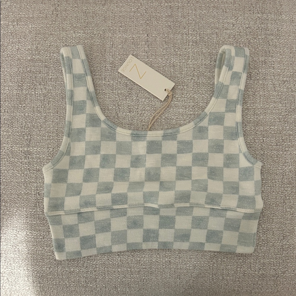 BRAND NEW Z Supply Checkered Mint and White Bralette